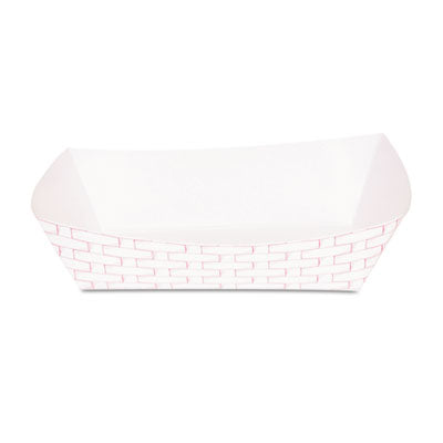 Paper Food Baskets, 2lb Medium Capacity, Red/White, 1000/Carton (Food Trays)