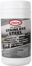 Claire Stainless Steel Wipes, CL993, 40 wipes/tub, 6 tubs/case - FREE SHIPPING